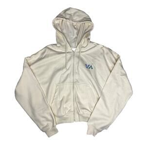 RVCA Cream Long Sleeve Drawstring Classic Full-Zip Hoodie Size Medium Womens